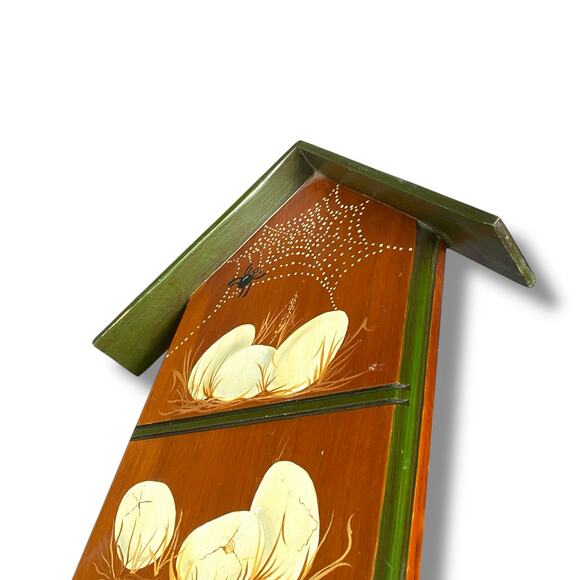 VTG Hand Painted Hen House Art Wooden Plaque Home Artist 1970s Eggs Chics - Picture 8 of 16